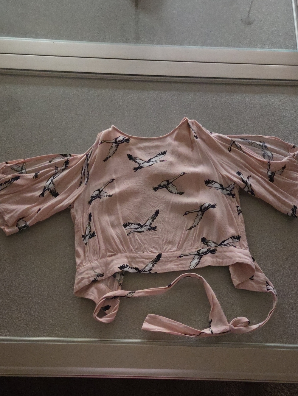 Womens tie-back Pink crop top Large